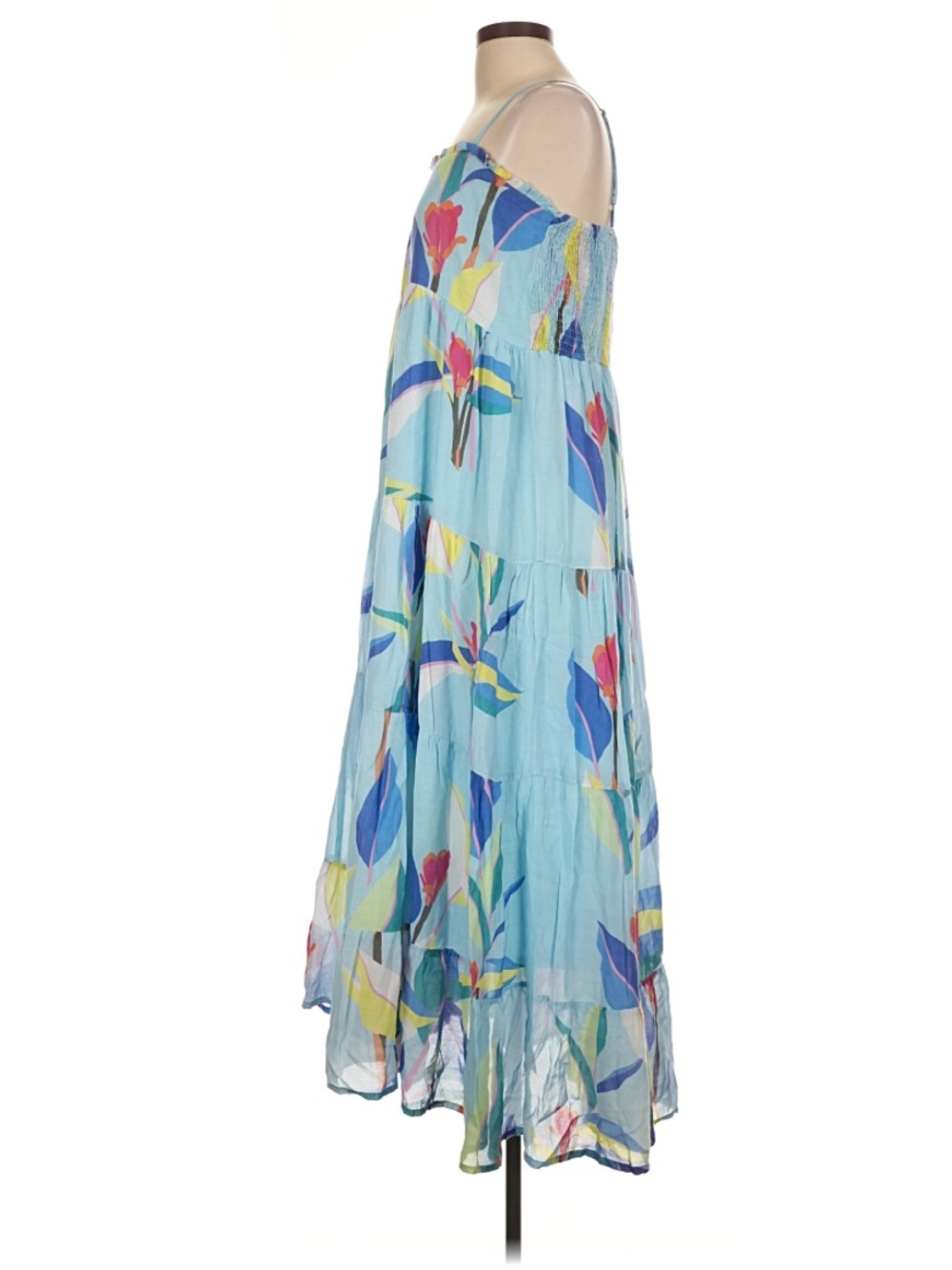 OLIPHANT Trovata Smocked Back Cotton Silk Maxi Dress Size Large - Picture 4 of 8
